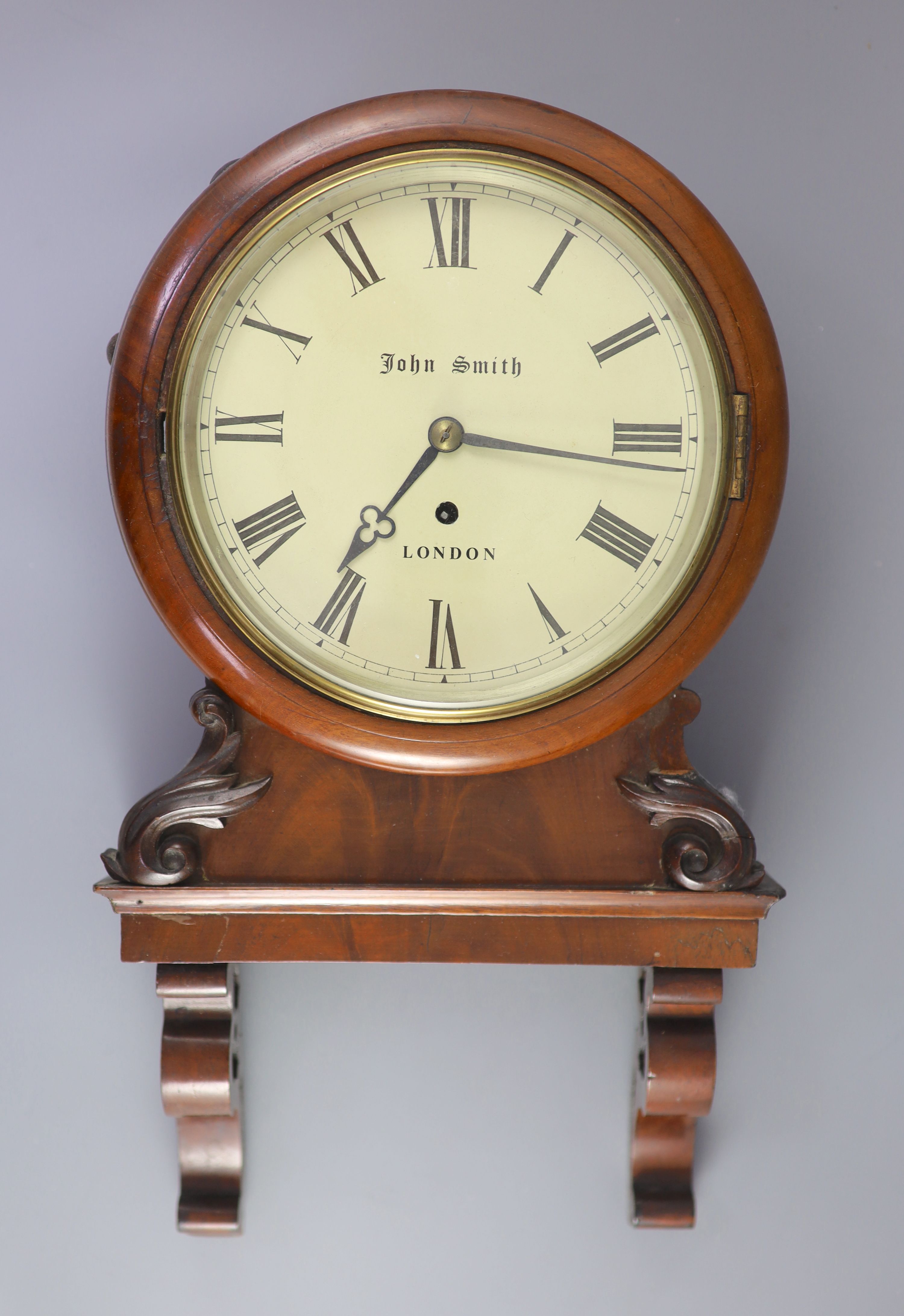 A Victorian mahogany wall clock, the 8